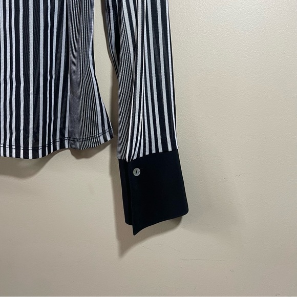 Reitmans Blouse Button Down Shirt Pin Striped Black White - Picture 3 of 7